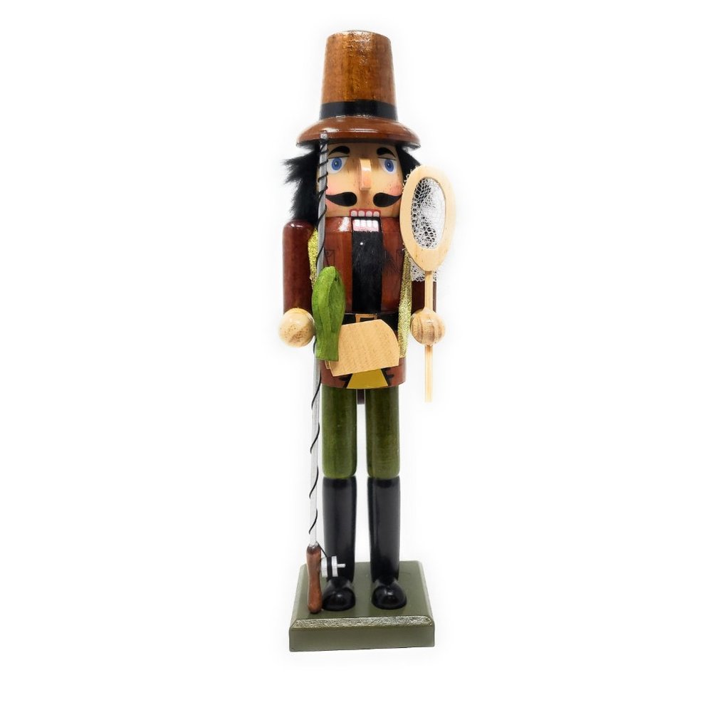 Fishing Fisherman Wood 15" Nutcracker